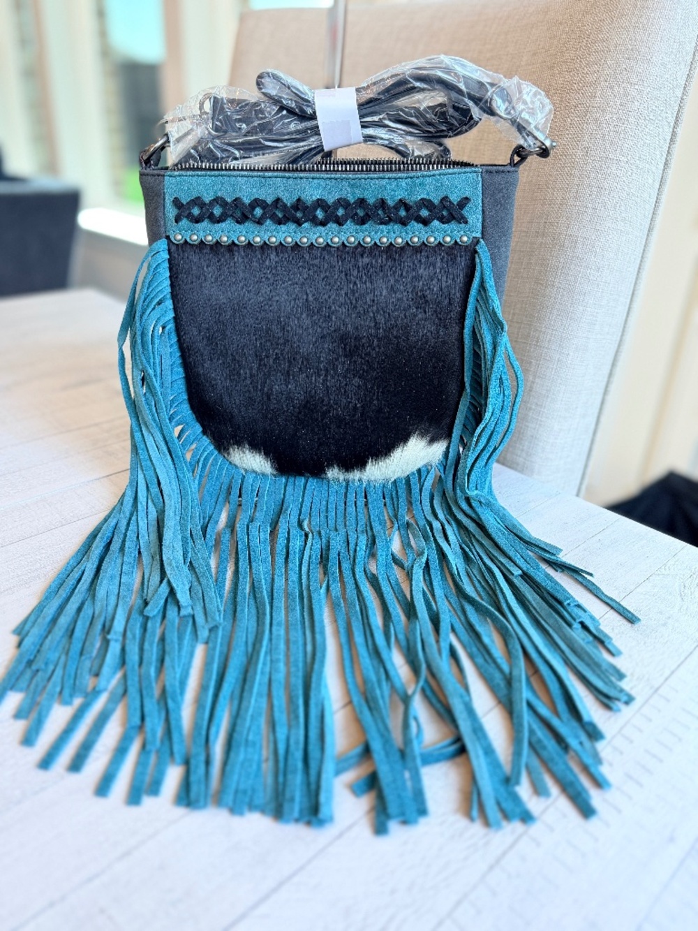 Trinity Ranch Hair-On Cowhide Fringe Crossbody Bag - Black